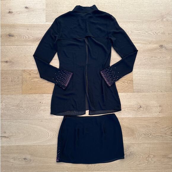 House of CB - Mistress Rocks Mini Skirt in Black with Purple Crystals - Picture 8 of 9